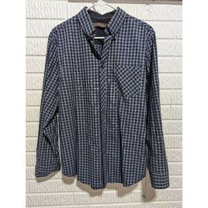 Ben Sherman Men's Blue Checked Cotton Long-Sleeve Button-Down Shirt Size M